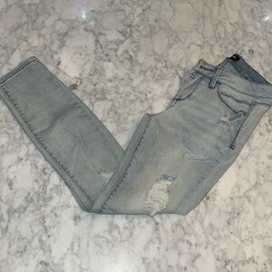 BEBE DISTRESSED LIFHT BLUE DENIM
